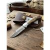 Image 1 : Damascus Steel Folding Knife with Leather Sheath
