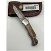 Image 2 : Damascus Steel Folding Knife with Leather Sheath