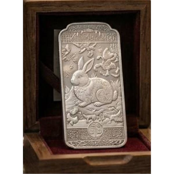 Chinese Zodiac Rabbit  Bullion style cased Bar with Intricate Design