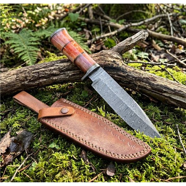 BK-3004 Handmade Damascus Knife with Damascus Guard and Pommel