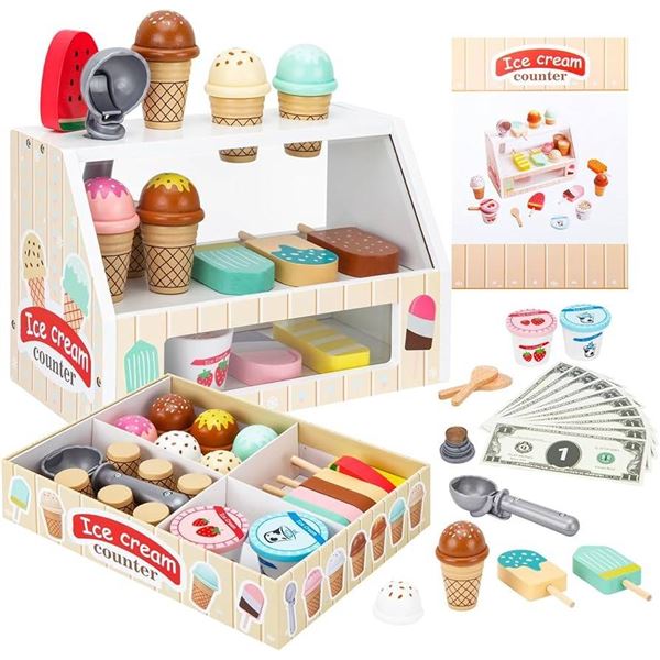ZieFuns Ice Cream Counter Play Set for Ages 3+