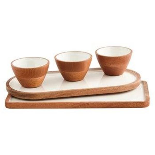 Safdie 5 Piece Enameled Serving Set with Tray and Bowls