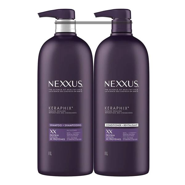 Nexxus Keraphix Shampoo and Conditioner Set, 1L Bottles, Duo Pack