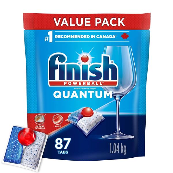 Finish Quantum Powerball Dishwasher Detergent, 2 Bags of 88 Tablets ( Bags are 1.01 kg Each)