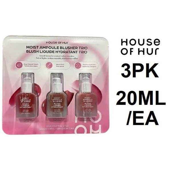 House of Hur Moist Ampoule Blusher Trio, 20 mL Each, Made in Korea