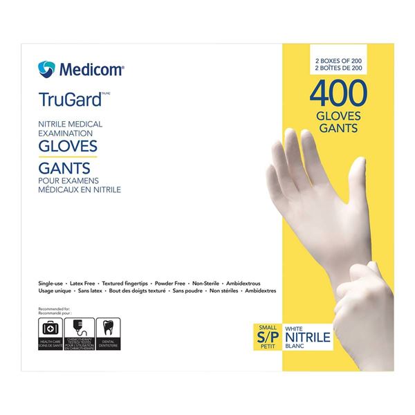 Medicom TruGard Nitrile Medical Examination Gloves, 400-Count, Small