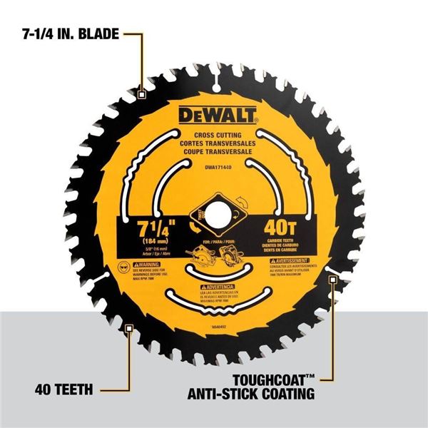 DeWalt 7-1/4in 40T Cross Cutting Blade Set – Lot of 2