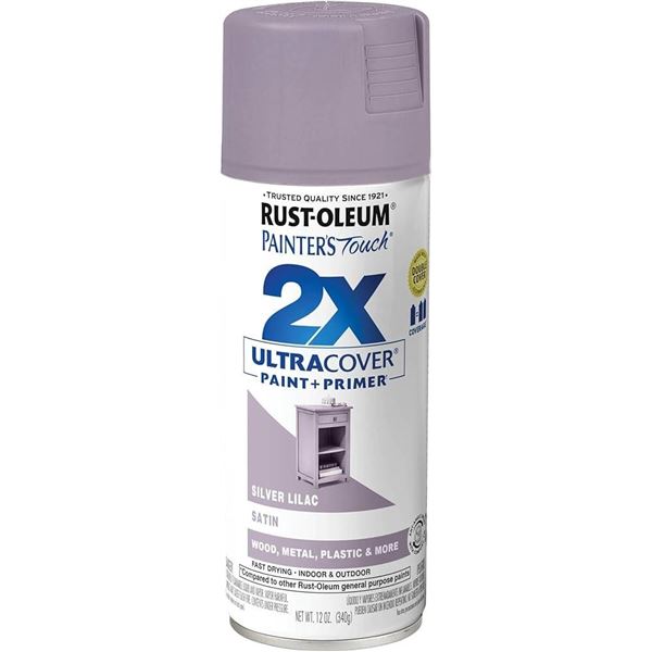 Rust-Oleum Painter’s Touch 2X Ultra Cover Lilac Spray Paint + Primer, Satin Finish, 4 x 340