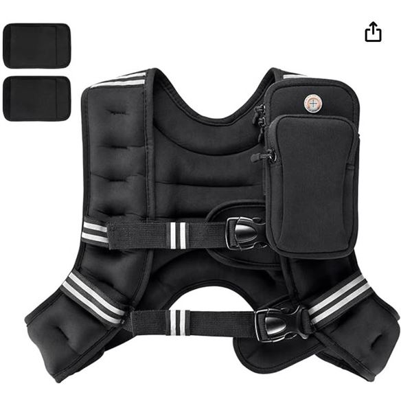 Pacearth Weighted Vest with Phone Bag and Shoulder Pads – Adjustable Fit
