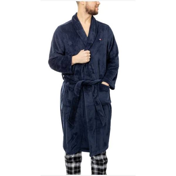 Tommy Hilfiger Men’s Plush Robe Navy Blue