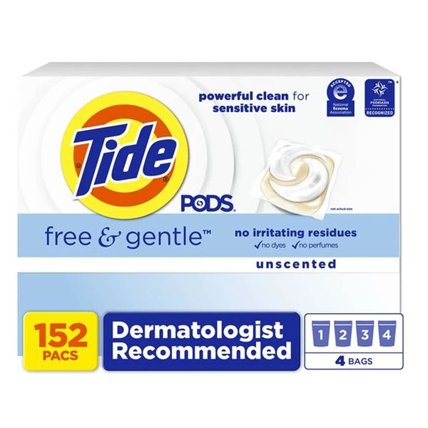 Tide Pods Free and Gentle Unscented Laundry Detergent, 152 Count