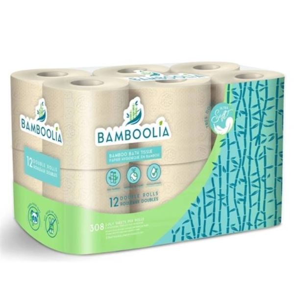 Lot of 2 – Bamboolia Bamboo Bathroom Tissue, 12 Double Rolls (24 Rolls Total)