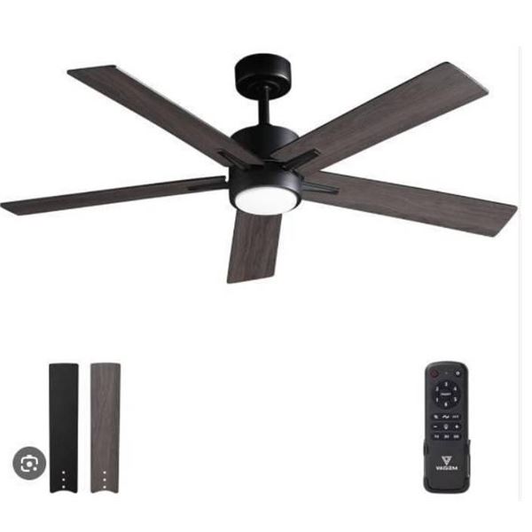 VAGIZM 52 Inch DC Motor Ceiling Fan with LED Light and 5 Blades And Remote