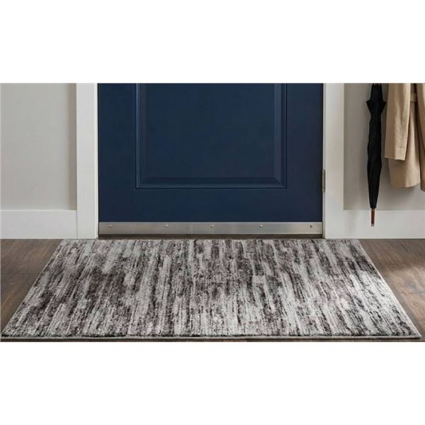 Lot of 2 Eddie Bauer Rugs, 44in x 28in Each, Gray and White Pattern