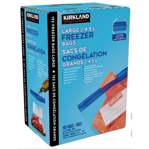 Kirkland Signature 4.5 L Freezer Bags – 192 Count