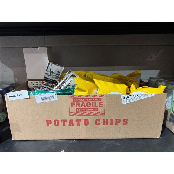 Snack Food Items Including Chips, Gummy Worms, and More