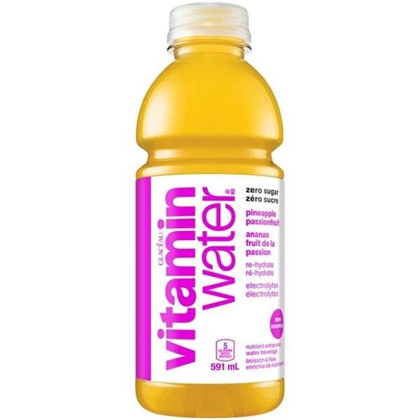 Case of Vitamin Water Zero Sugar Pineapple Mango Flavored, 591 mL (12 Bottles)