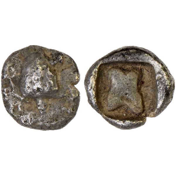 ASIA MINOR: Uncertain Mint, AR hemiobol (0.24g), 5th century BC, VF