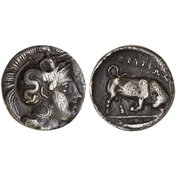 LUCANIA: Thourioi, AR triobol (1.08g), ca. 400-375 BC, VF