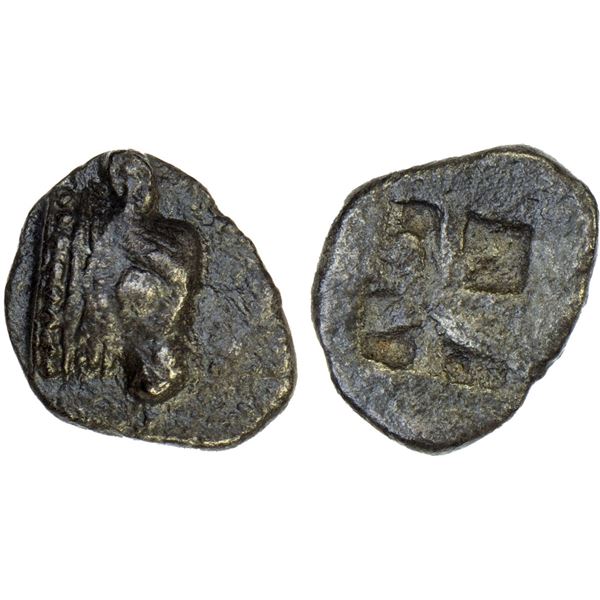 MACEDONIA: Traco-Macedonian Tribes, AR hemiobol (0.37g), 5th century BC, F-VF