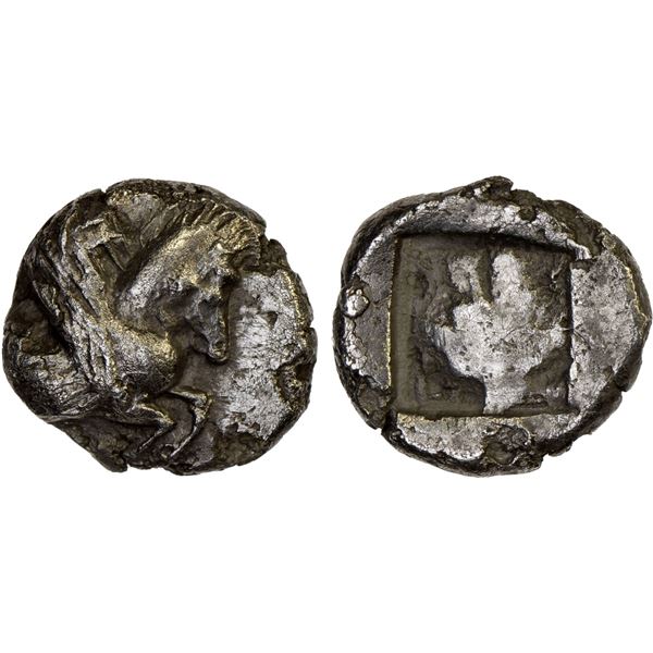 MYSIA: Lampsakos, AR tetrobol (2.29g), ca. 525-500 BC, VF