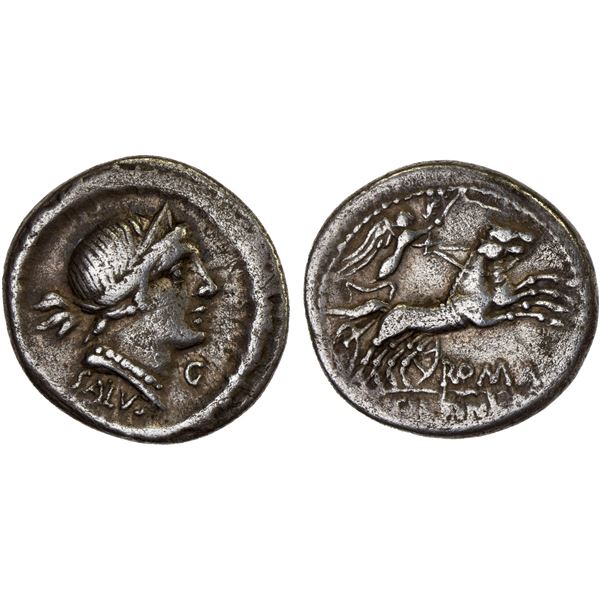 ROMAN REPUBLIC: D. Iunius Silanus, AR denarius (3.70g), Rome, 91 BC, F-VF