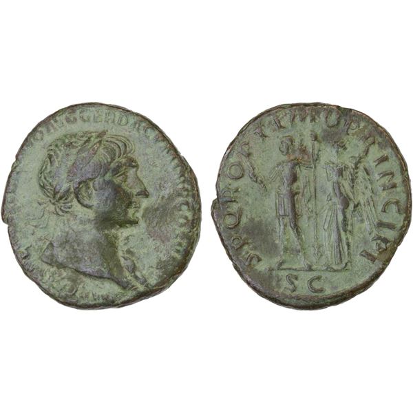 ROMAN EMPIRE: Trajan, 98-117 AD, AE as (10.55g), Rome, 103-111 AD, F-VF