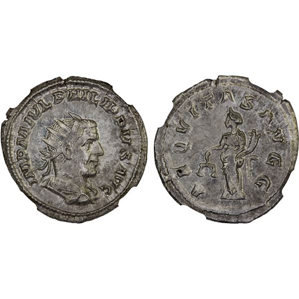 ROMAN EMPIRE: Philip I, 244-249 AD, AR antoninianus (4.12g), Rome, 244-247 AD, NGC AU