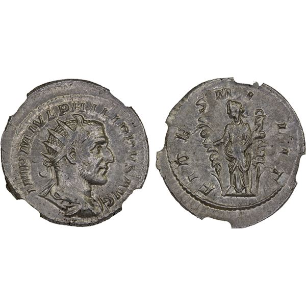 ROMAN EMPIRE: Philip I, 244-249 AD, AR antoninianus (4.43g), Rome, 244-247 AD, NGC Choice AU