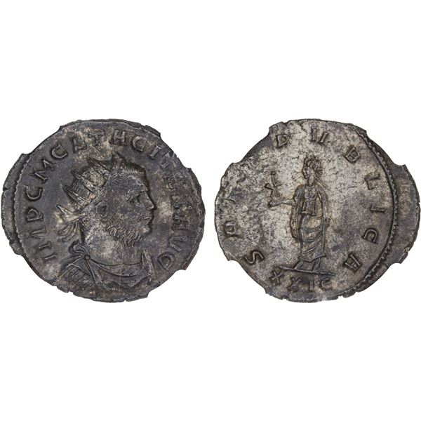 ROMAN EMPIRE: Tacitus, 275-276 AD, silvered BI antoninianus (3.67g), Rome, NGC XF