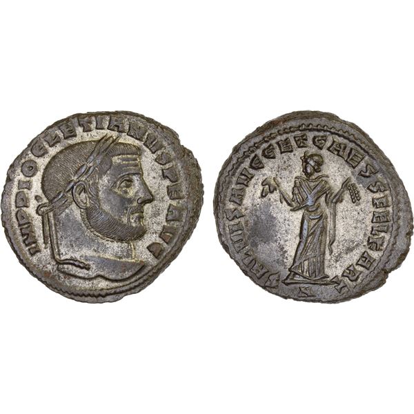 ROMAN EMPIRE: Diocletian, 284-305 AD, silvered AE follis (8.10g), Carthage, 299-303 AD, XF