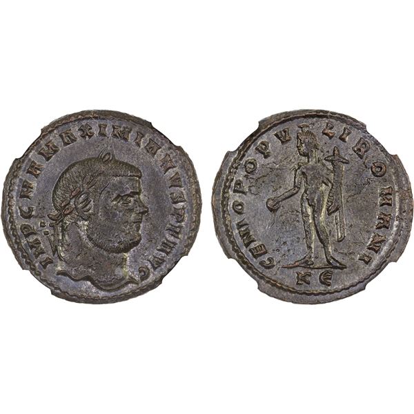 ROMAN EMPIRE: Maximian, 286-310 AD, BI nummus (9.57g), Cyzicus, NGC VF