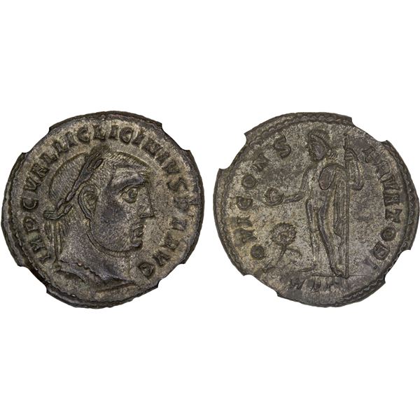 ROMAN EMPIRE: Licinius I, 308-324 AD, silvered BI nummus (5.67g), Heraclea, 312 AD, NGC AU