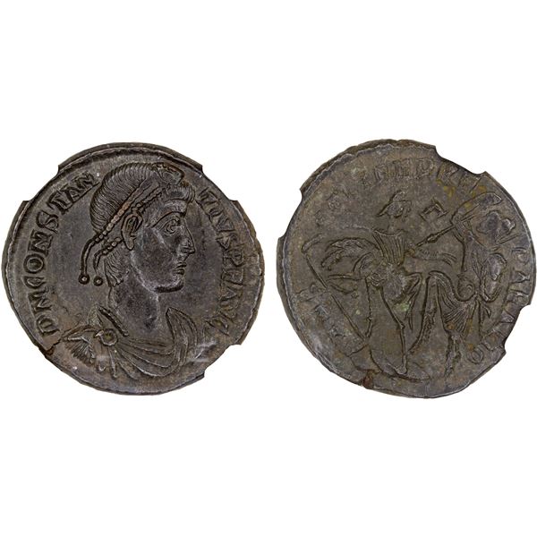 ROMAN EMPIRE: Constantius II, 337-361 AD, BI centenionalis (5.46g), Cyzicus, 351-354 AD, NGC AU