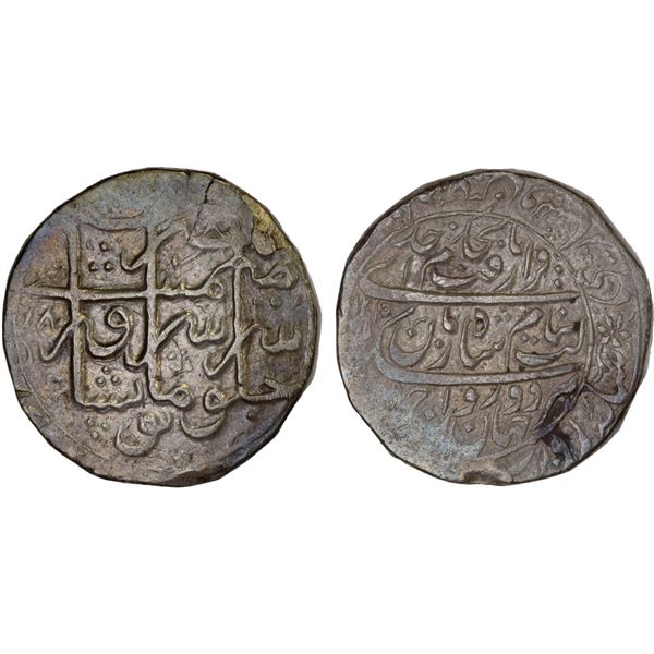 AFGHANISTAN: DURRANI: Shah Zaman, 1793-1801, AR rupee, Peshawar, AH1215 year 8, choice VF