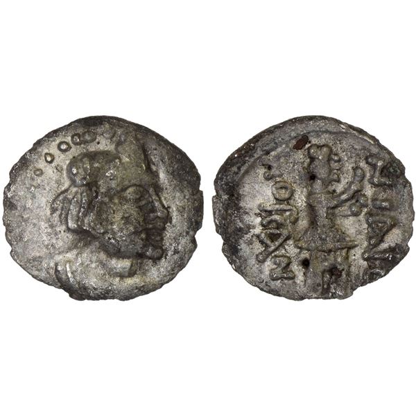 KUSHAN: Kujula Kadphises, ca. 50-90 AD, AR obol (0.48g), Choice VF