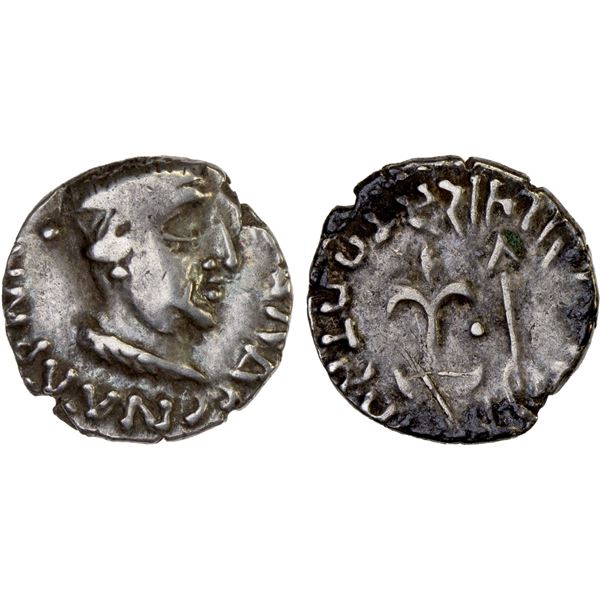 WESTERN KSHATRAPAS: Nahapana, ca. 50-100 AD, AR drachm (2.23g), VF