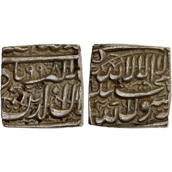 MUGHAL: Akbar I, 1556-1605, AR rupee (11.42g), AH998, XF