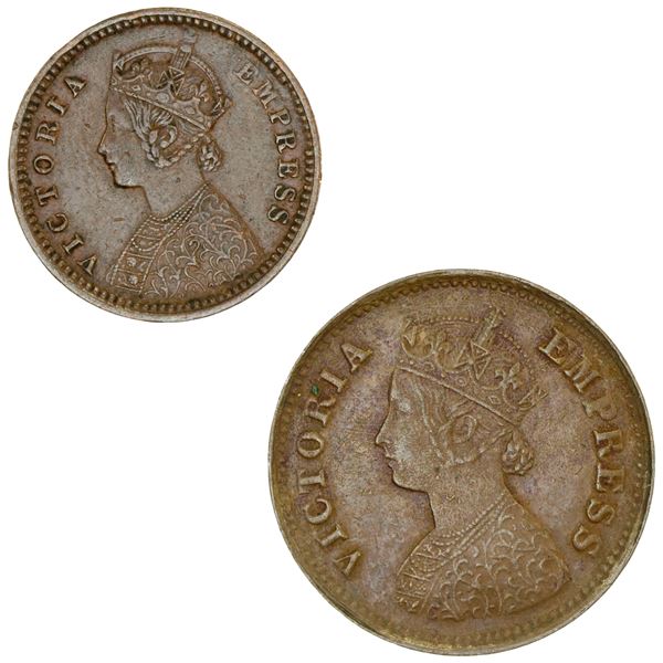 DHAR: Victoria, Empress, 1876-1901, LOT of 2 coins, 1887