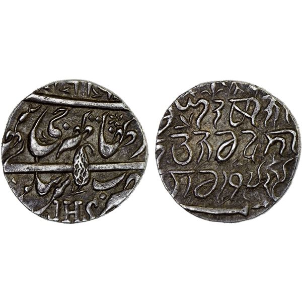 KASHMIR: Ranbir Singh, 1857-1885, AR rupee (6.94g), Srinagar, VS1929/VS1929 (1872), XF