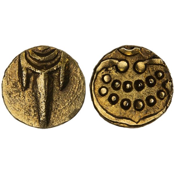 MARATHA CONFEDERACY: Tanjore: Anonymous, AV fanam (0.32g), Thanjavur, ca. 1820-30, XF