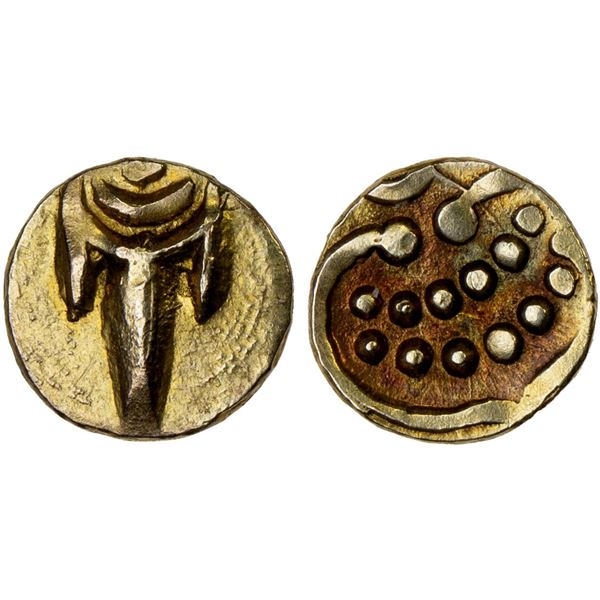 MARATHA CONFEDERACY: Tanjore: Anonymous, AV fanam (0.29g), Thanjavur, ca. 1820-30, XF