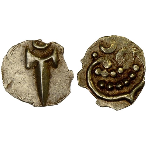 MARATHA CONFEDERACY: Tanjore: Anonymous, AV fanam (0.29g), Thanjavur, ca. 1820-30, XF