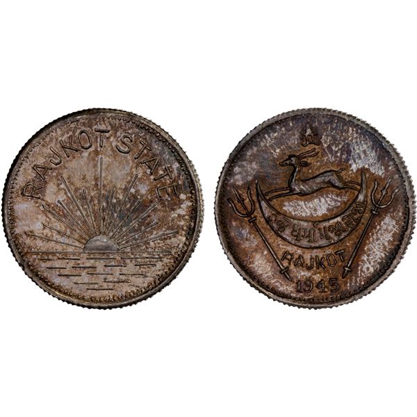 RAJKOT: Dharmendra, 1930-1948, AR medallic mohur, 1945, Unc