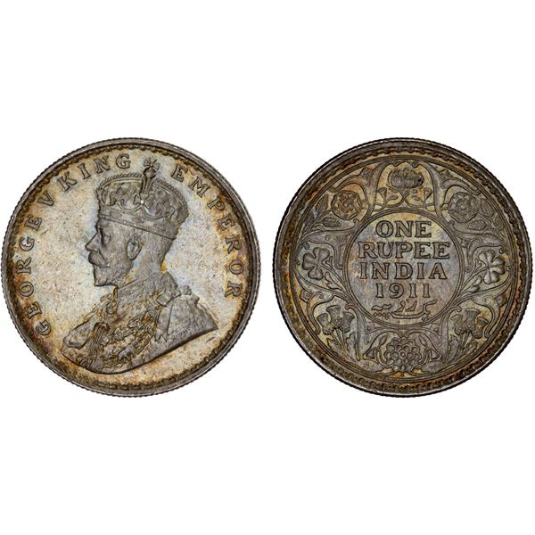 BRITISH INDIA: George V, 1910-1936, AR rupee, 1911(c), Unc