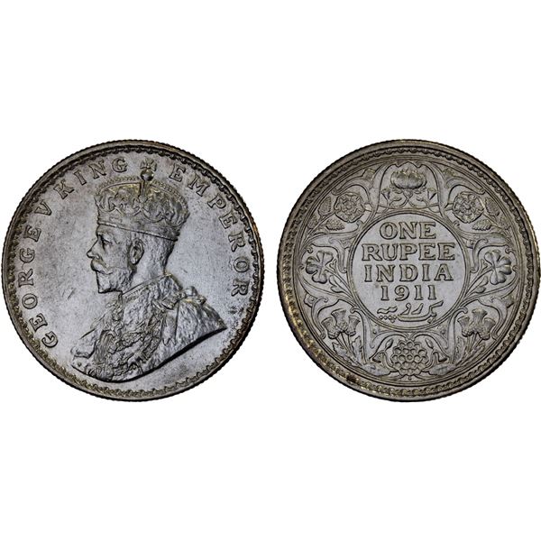 BRITISH INDIA: George V, 1910-1936, AR rupee, 1911(b), XF-AU