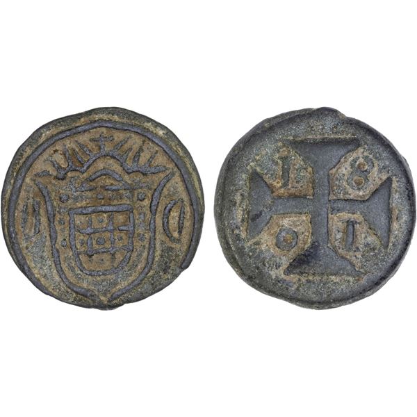 PORTUGUESE INDIA: DIU: João, Prince Regent, 1799-1816, tutenag (tin) 20 bazarucos (16.10g), 1801, VF