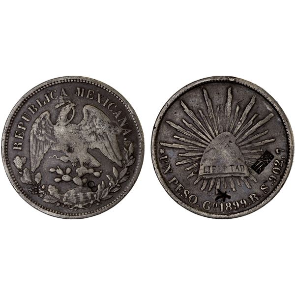 CHINA: CHOPMARKED COINS: MEXICO: Republic, AR peso, 1899-Go, VF