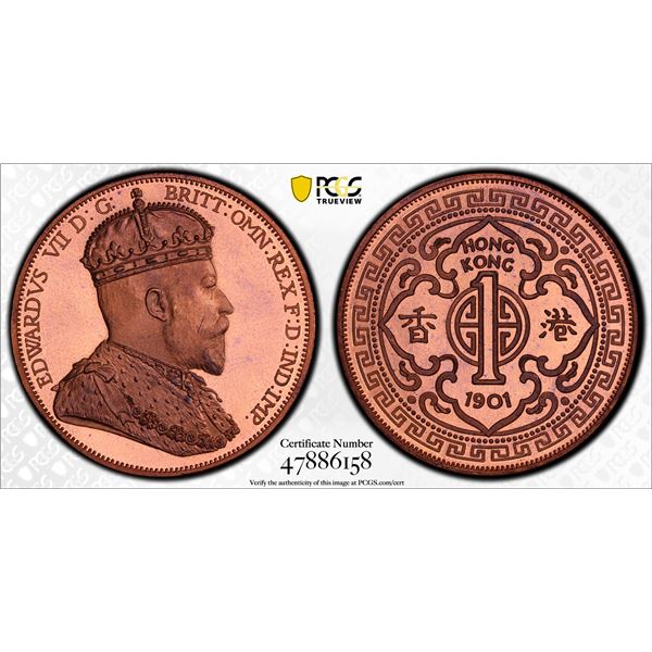 HONG KONG: Fantasy Issues, 1 dollar, "1901", PCGS PF68 Red Cameo