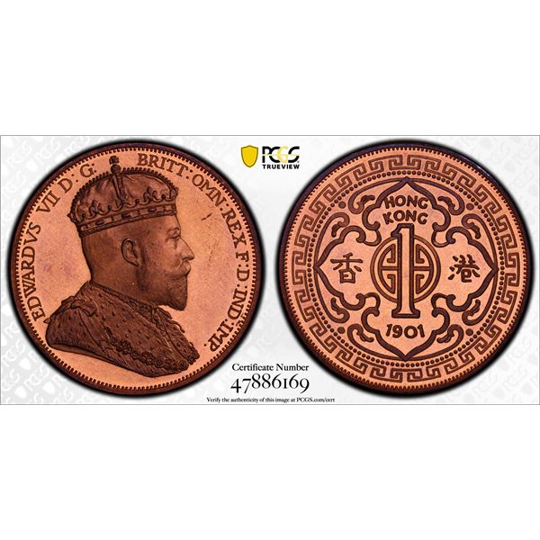 HONG KONG: Fantasy Issues, 1 dollar, "1901", PCGS PF66 Red Cameo